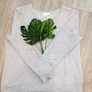 Jeweled flower sweater
